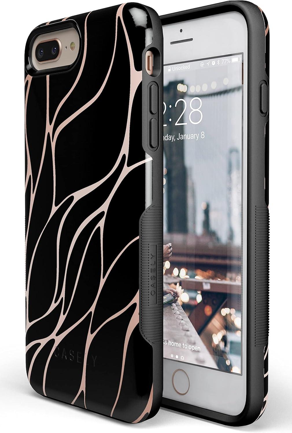 imageCasely iPhone 678 Plus Case Make Your Mark Crayola Paint CaseBlack and Gold Metallic Waves