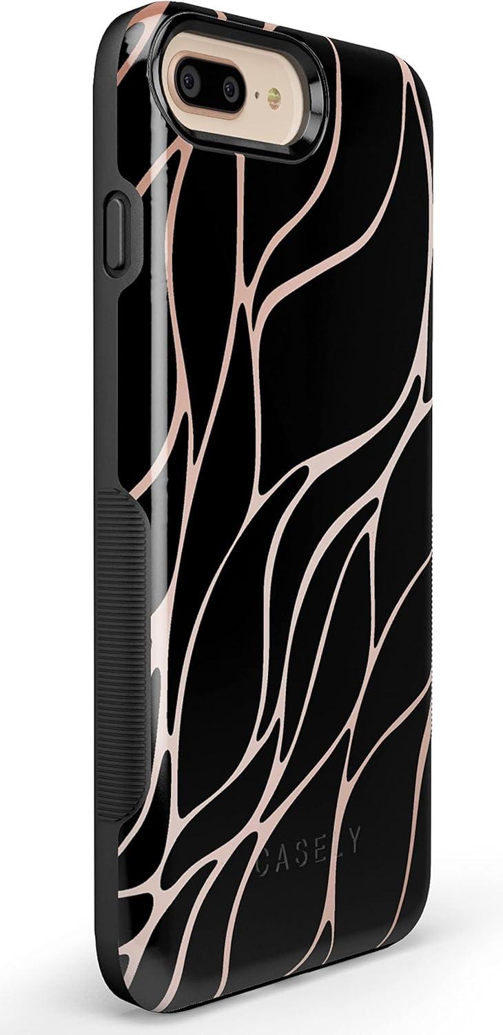 imageCasely iPhone 678 Plus Case Make Your Mark Crayola Paint CaseBlack and Gold Metallic Waves