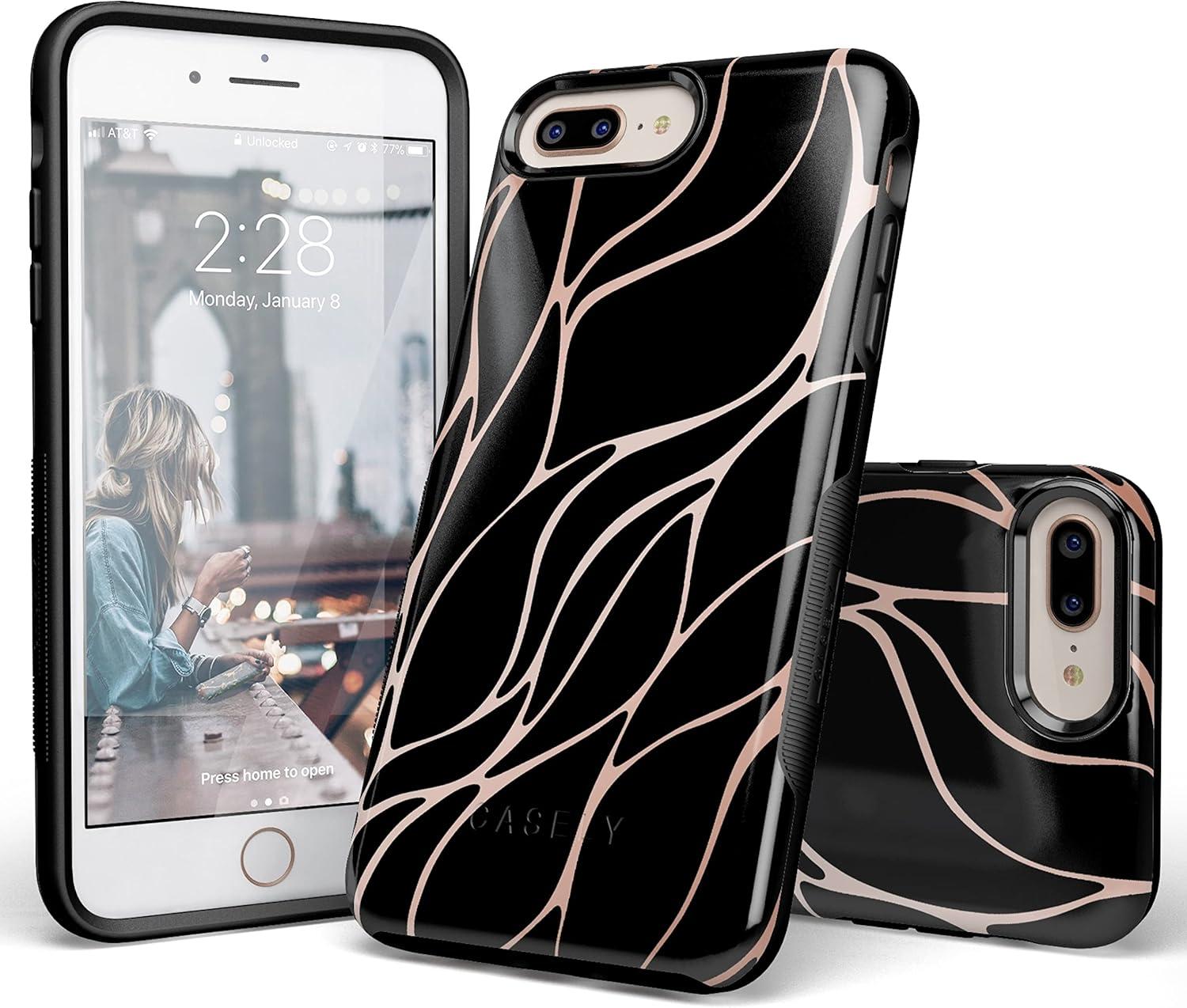 imageCasely iPhone 678 Plus Case Make Your Mark Crayola Paint CaseBlack and Gold Metallic Waves