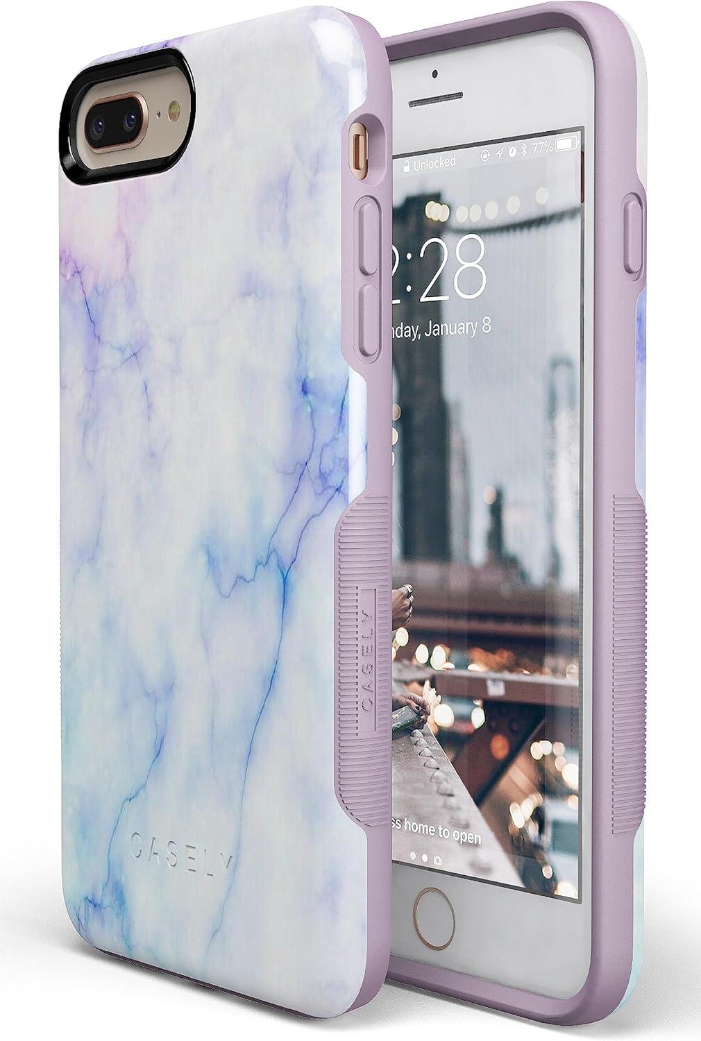 imageCasely iPhone 678 Plus Case Make Your Mark Crayola Paint CaseBlue Purple Cotton Candy Marble
