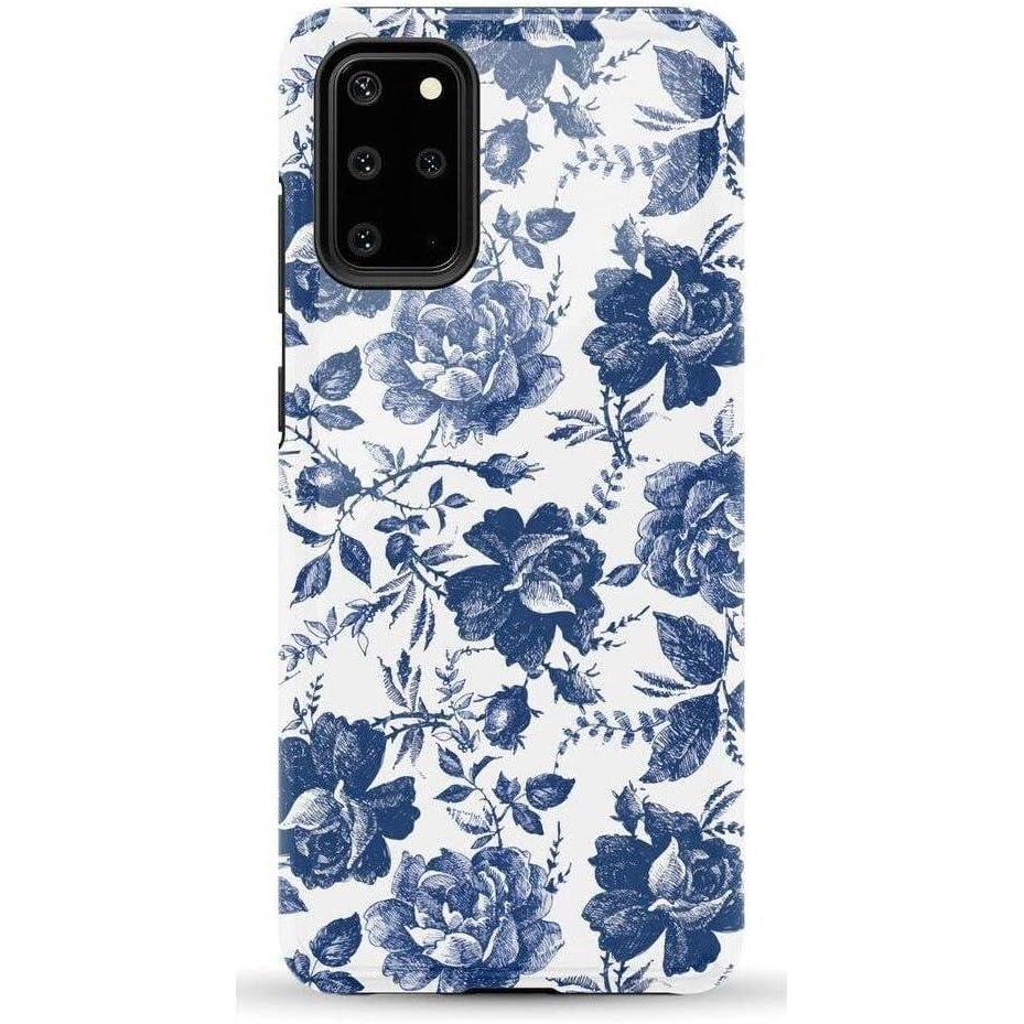 imageCasely Galaxy S20 Plus Case  Current Mood  Cow Print  Essential Slim DualLayer Protective DesignRose to Fame  Blue  White Rose Floral