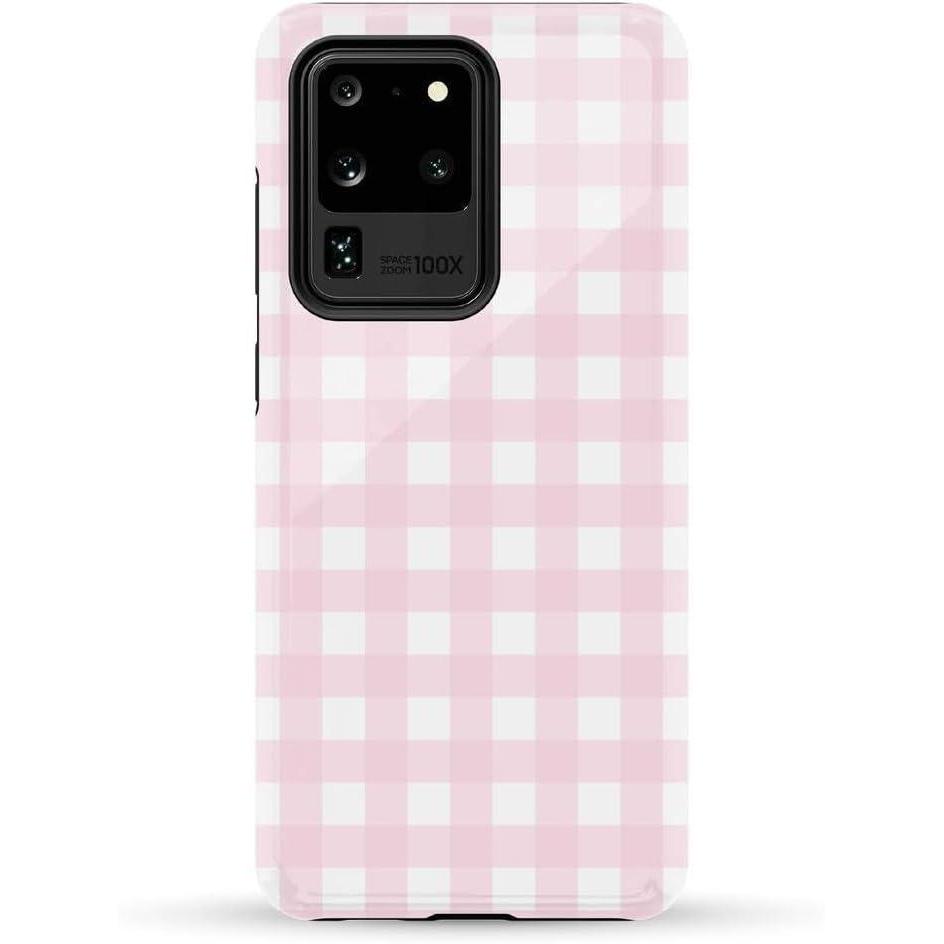 imageCasely Galaxy S20 Ultra Case  Romance Novel  Moody Floral  Essential Slim DualLayer Protective DesignPink Plaid  Sunday Best