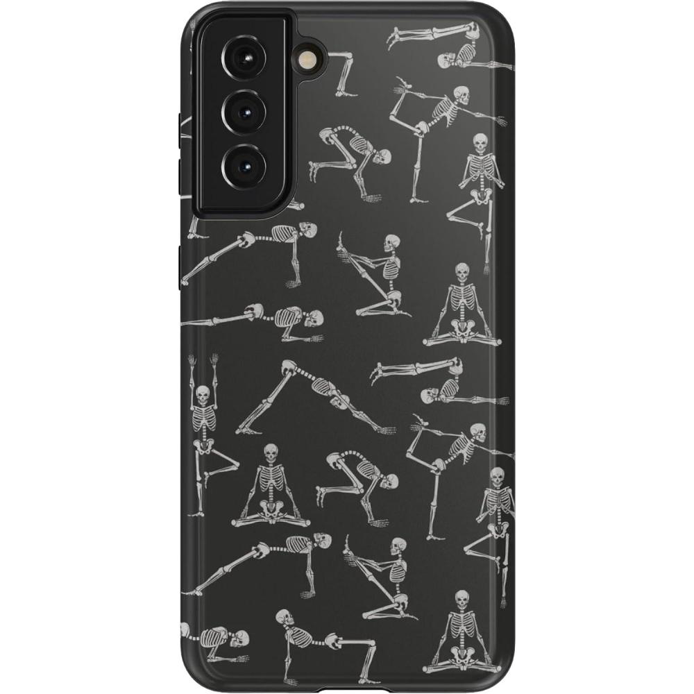 imageCasely Galaxy S21 Case Current Mood Cow PrintCorpse Pose Skeleton Yoga