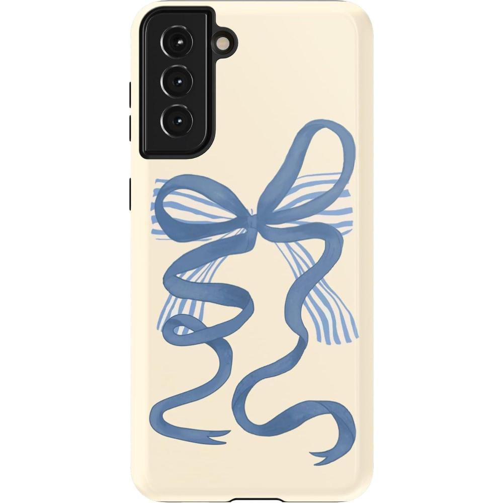 imageCasely Galaxy S21 Case  Current Mood  Cow PrintHeartstrings  Blue Bow