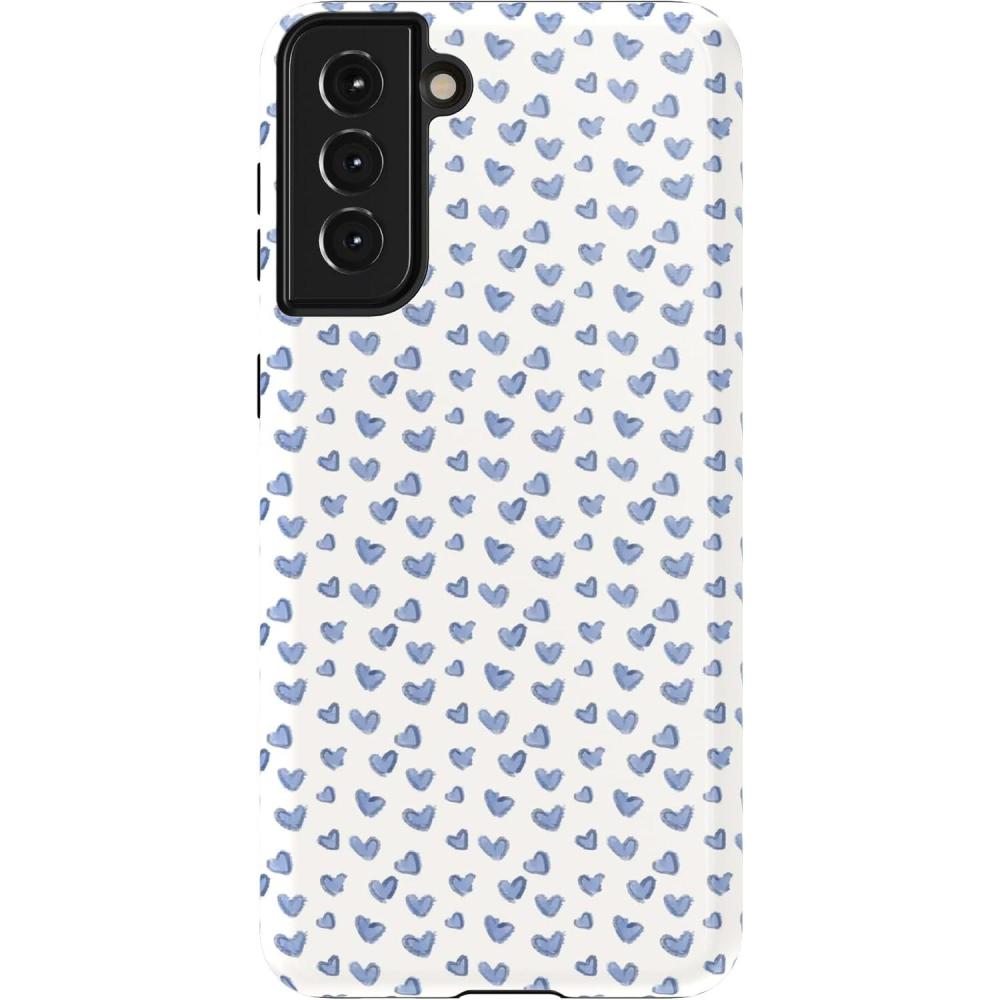 imageCasely Galaxy S21 Case  Current Mood  Cow PrintLovebug  Blue Hearts