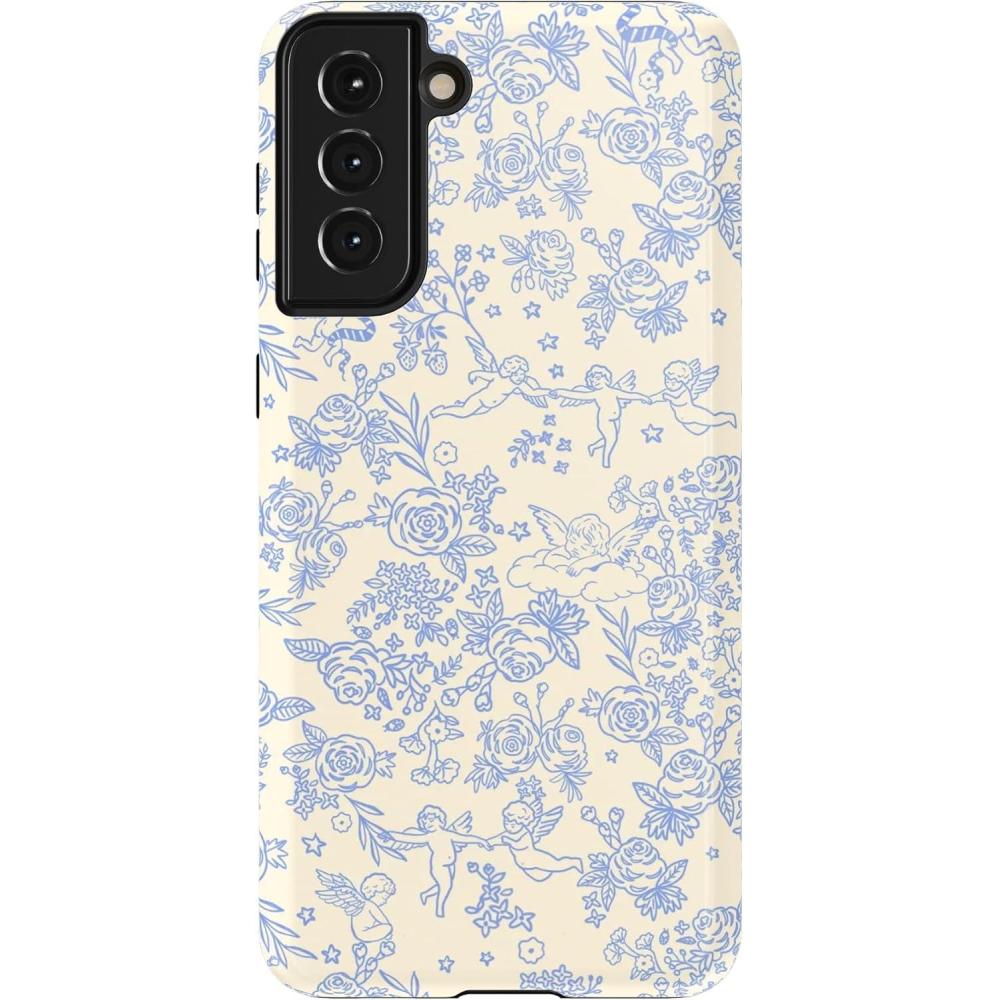 imageCasely Galaxy S21 Plus Case Flower Patch MultiColor Floral Essential Slim DualLayer Protective DesignCupids Canvas Periwinkle Floral
