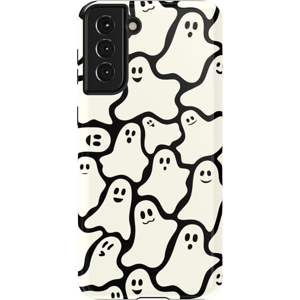 imageCasely Galaxy S21 Plus Case  Flower Patch  MultiColor Floral  Essential Slim DualLayer Protective DesignDont Ghost Me  Halloween