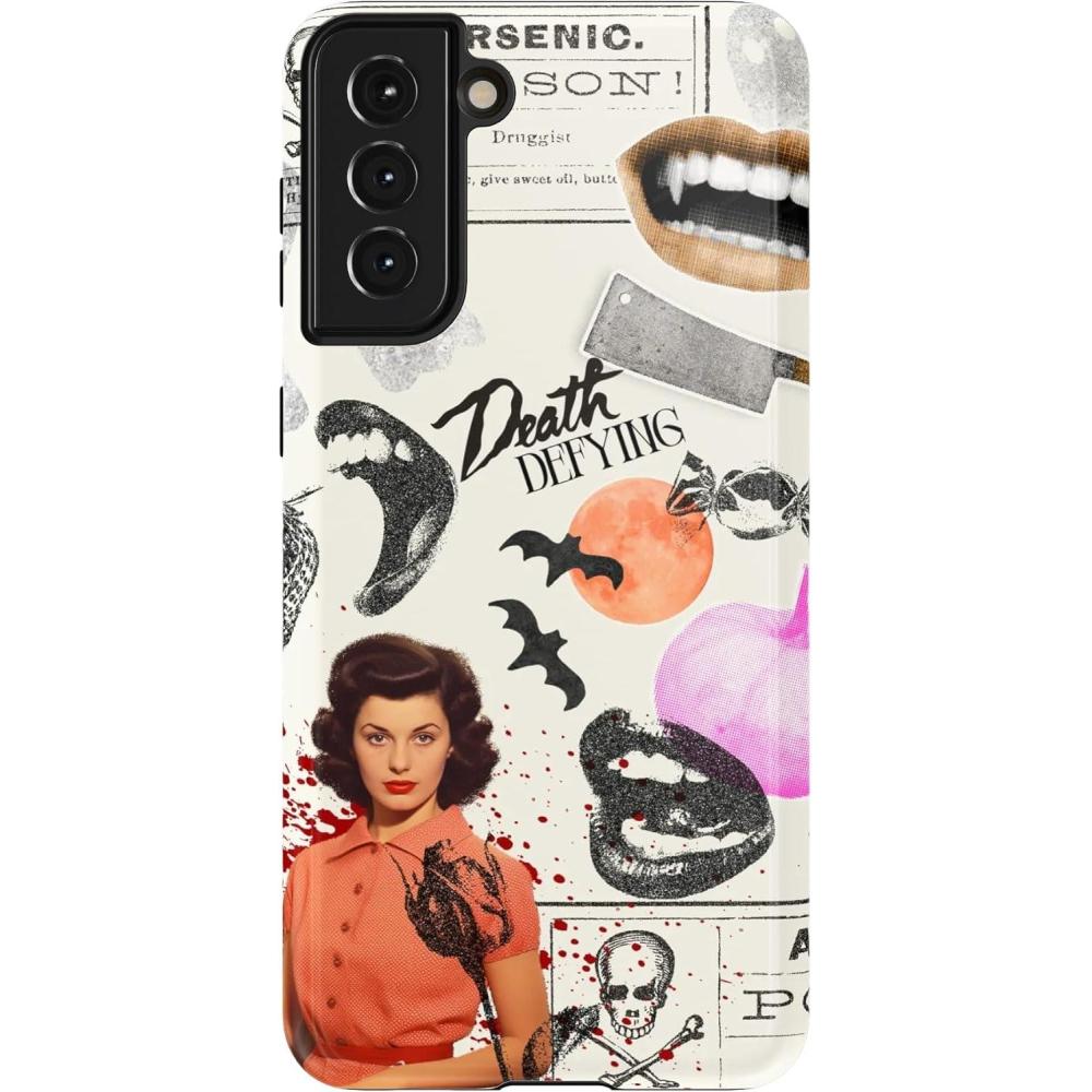 imageCasely Galaxy S21 Plus Case  Flower Patch  MultiColor Floral  Essential Slim DualLayer Protective DesignIf You Dare  Horror Collage