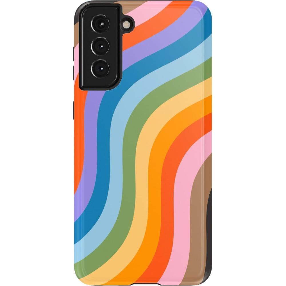 imageCasely Galaxy S21 Plus Case  Flower Patch  MultiColor Floral  Essential Slim DualLayer Protective DesignLove for All  Rainbow Pride