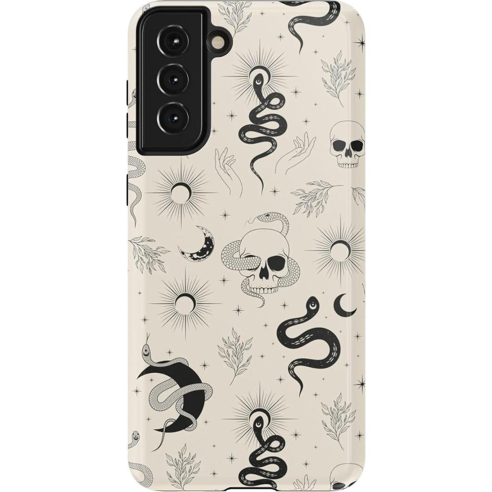 imageCasely Galaxy S21 Plus Case  Flower Patch  MultiColor Floral  Essential Slim DualLayer Protective DesignNo Further Explanation  Snakes  Skulls
