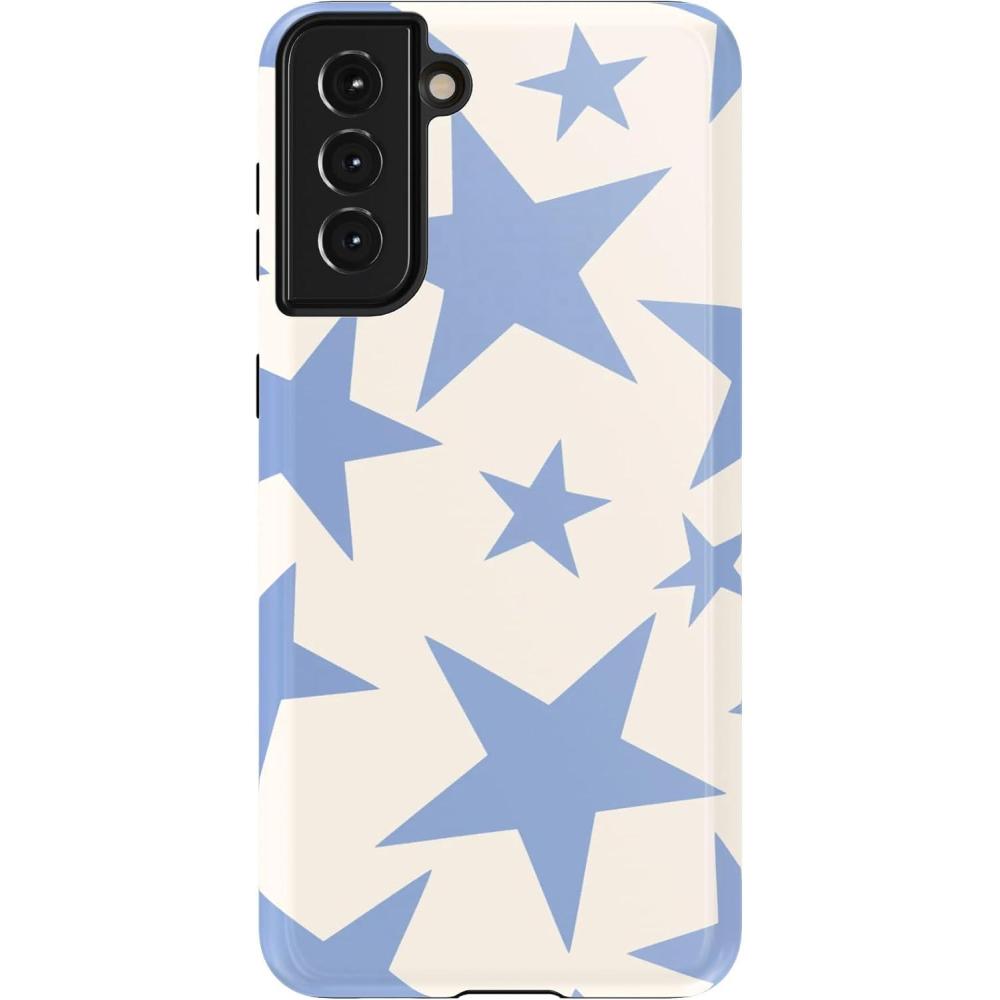 imageCasely Galaxy S21 Plus Case  Flower Patch  MultiColor Floral  Essential Slim DualLayer Protective DesignStars Align  Blue  White Stars