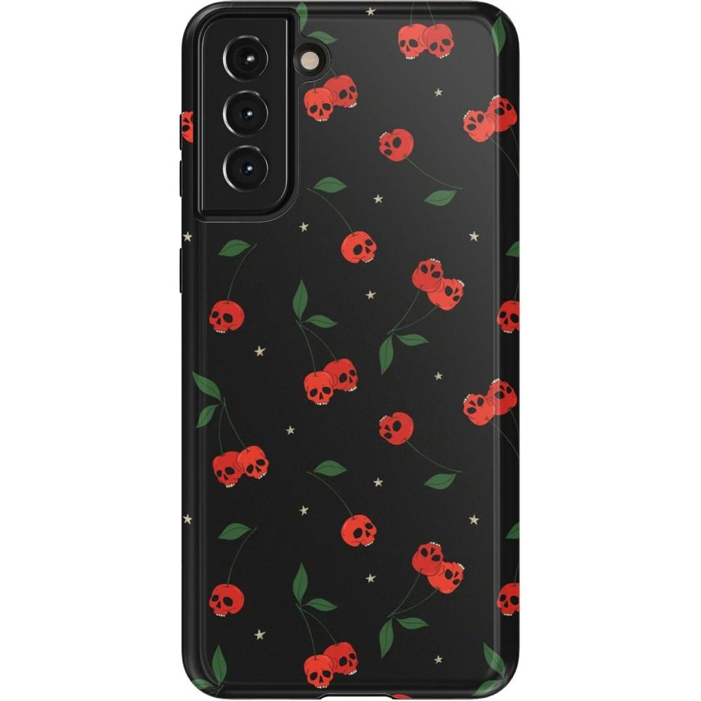imageCasely Galaxy S21 Plus Case  Flower Patch  MultiColor Floral  Essential Slim DualLayer Protective DesignSweet Revenge  Cherry Skulls