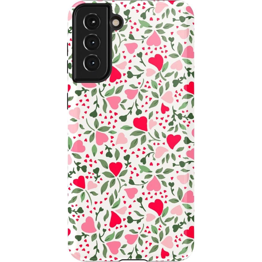 imageCasely Galaxy S21 Plus Case  Flower Patch  MultiColor Floral  Essential Slim DualLayer Protective DesignVines of Love  Floral Heart