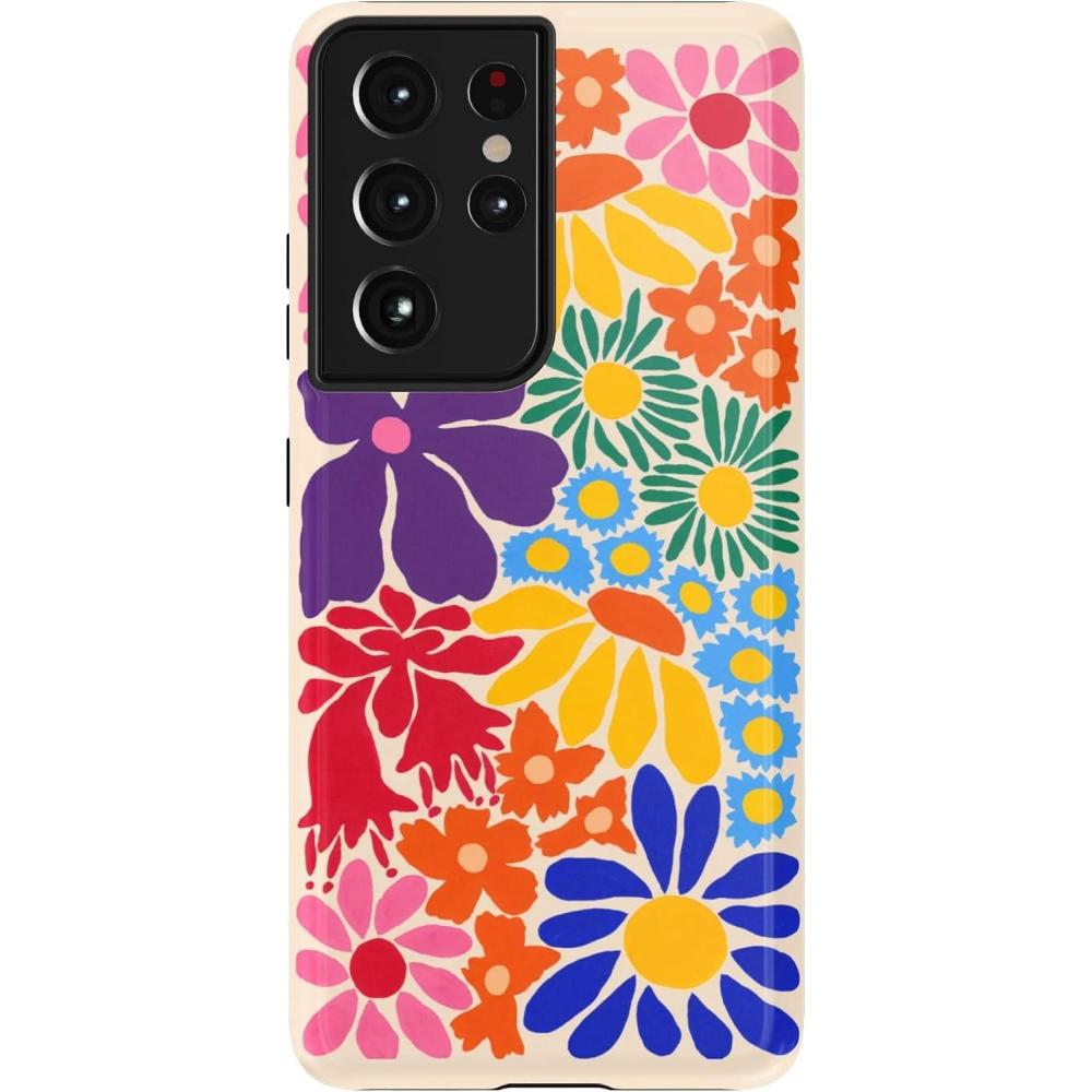 imageCasely Galaxy S21 Ultra Case  Amalfi Aperitivo  Dolce Vita  Essential Slim DualLayer Protective DesignFlower Patch  MultiColor Floral