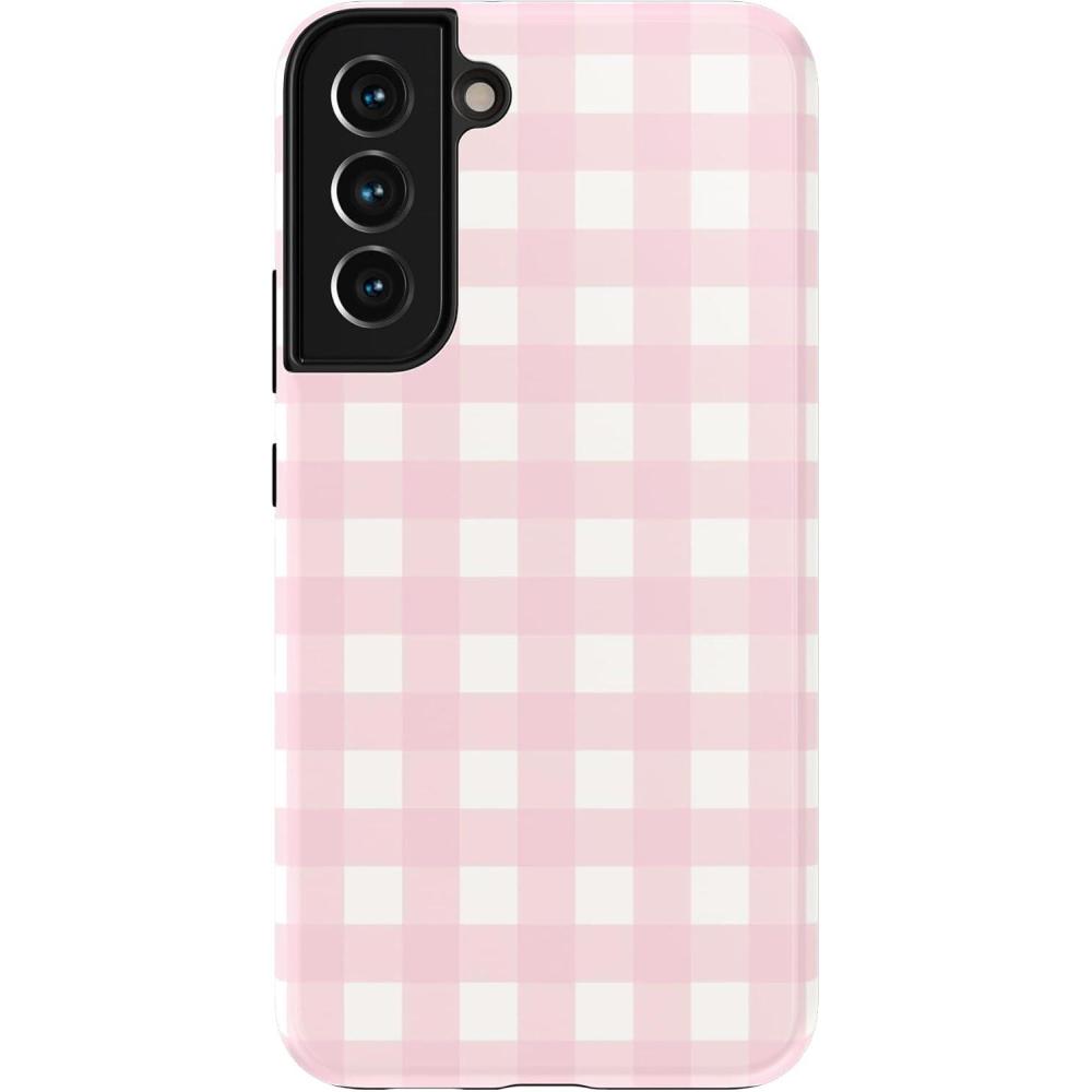 imageCasely Galaxy S22 Case  Lucky You  Shamrock  Essential Slim DualLayer Protective Case DesignPink Plaid  Sunday Best