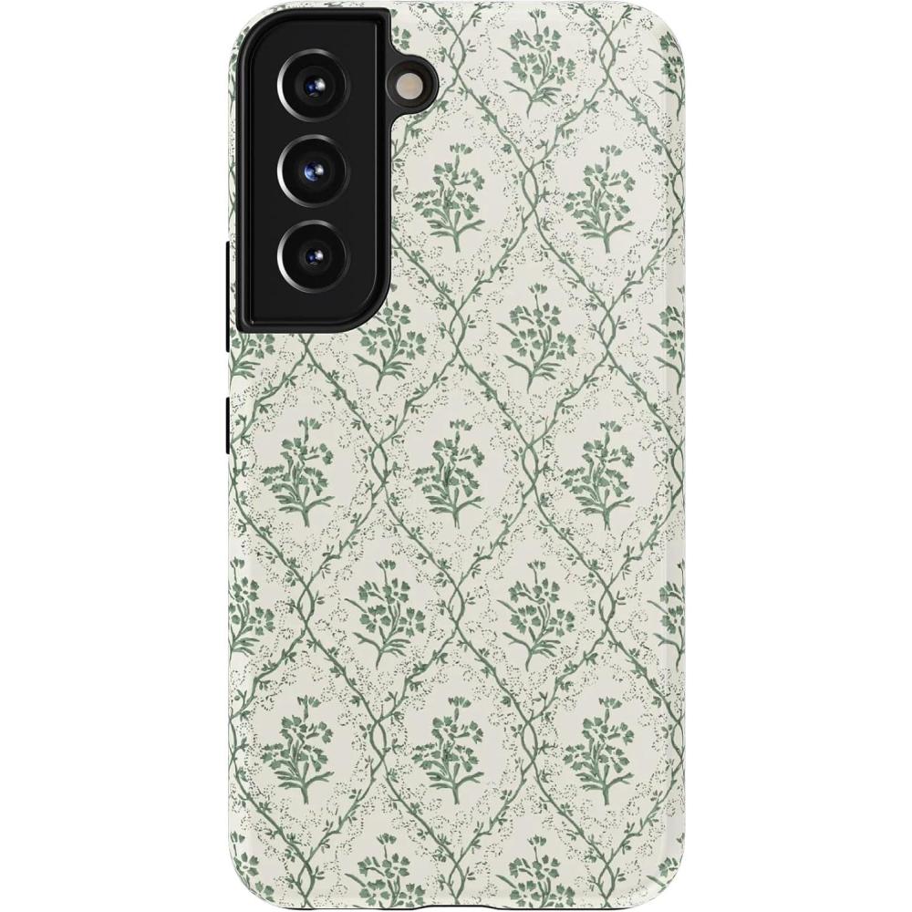 imageCasely Galaxy S22 Case  Lucky You  Shamrock  Essential Slim DualLayer Protective Case DesignSage Tapestry  Floral Vines