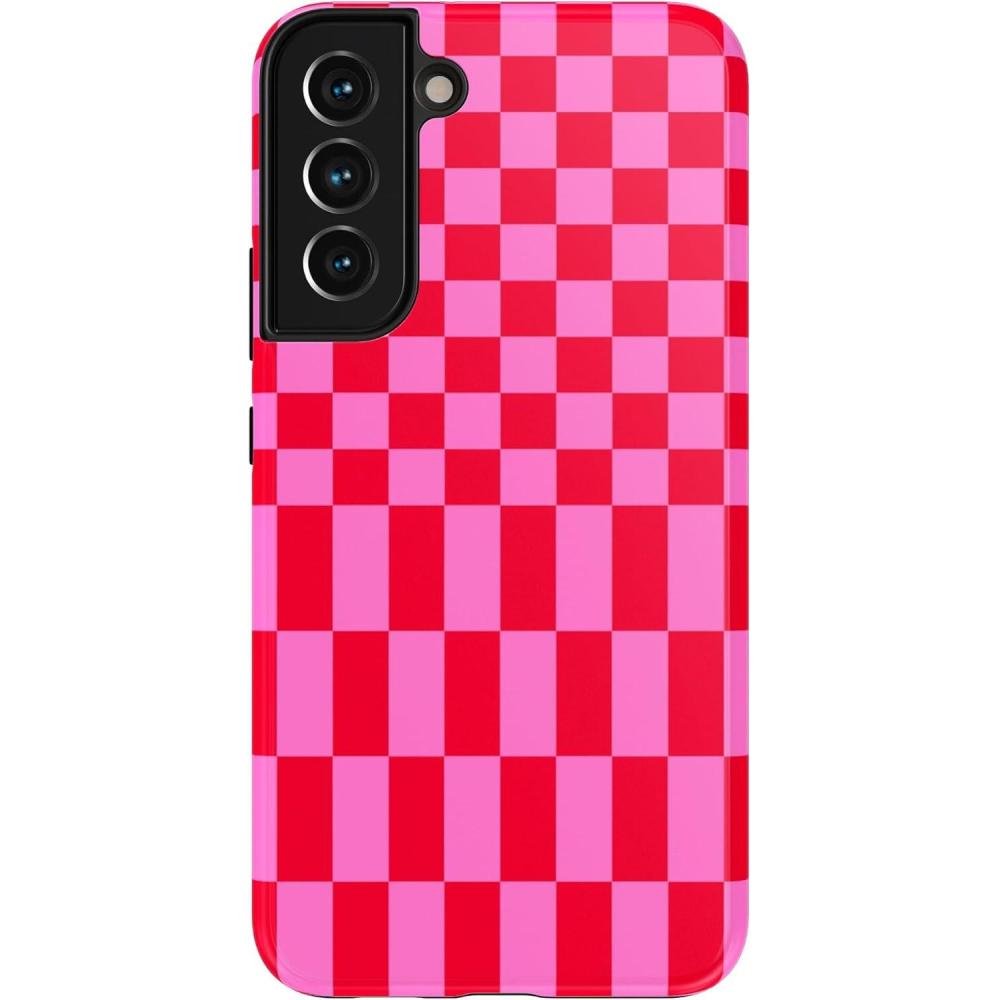 imageCasely Galaxy S22 Case  Lucky You  Shamrock  Essential Slim DualLayer Protective Case DesignVibe Check  Pink Checkerboard