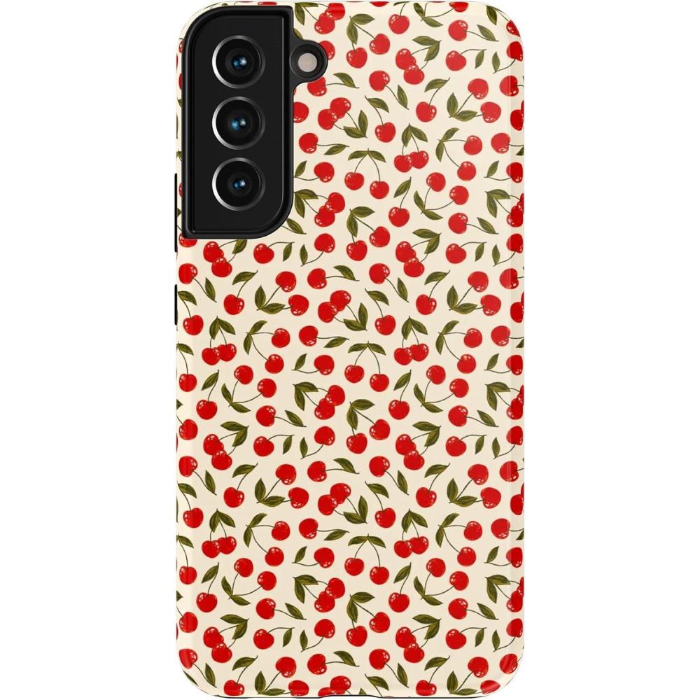 imageCasely Galaxy S22 Case  Polka Dots  High Contrast Design  Essential Slim DualLayer Protective DesignCherry on Top  Red Cherries