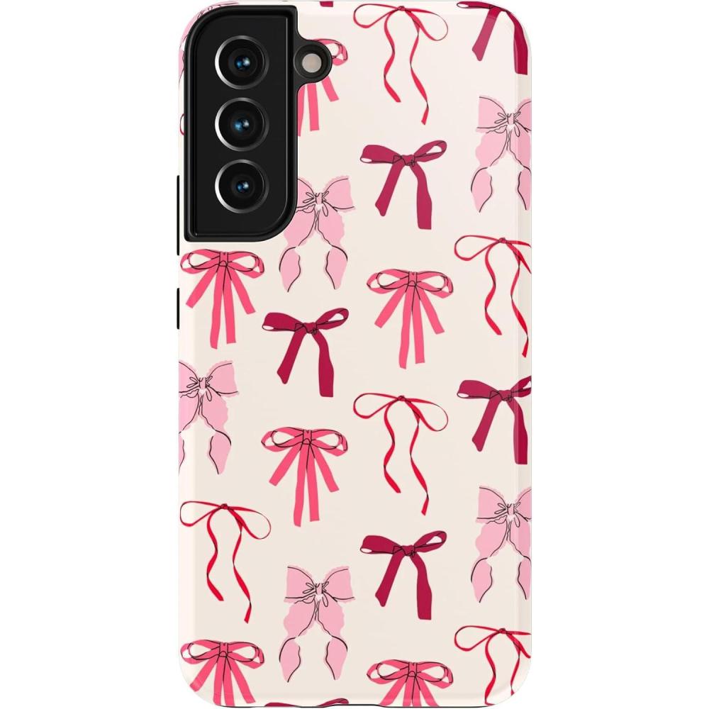 imageCasely Galaxy S22 Case  Polka Dots  High Contrast Design  Essential Slim DualLayer Protective DesignLover Girlie  Pink Bows