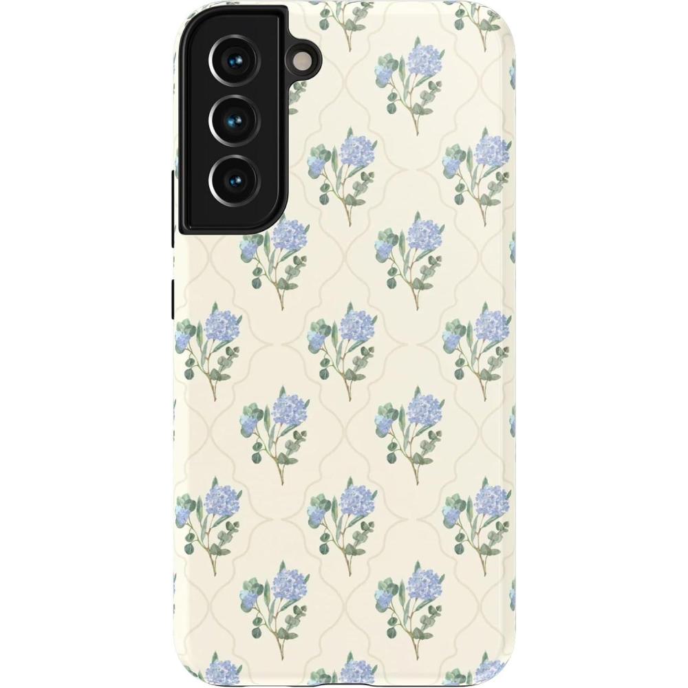 imageCasely Galaxy S22 Case  Polka Dots  High Contrast Design  Essential Slim DualLayer Protective DesignVintage Garden  Blue Hydrangea