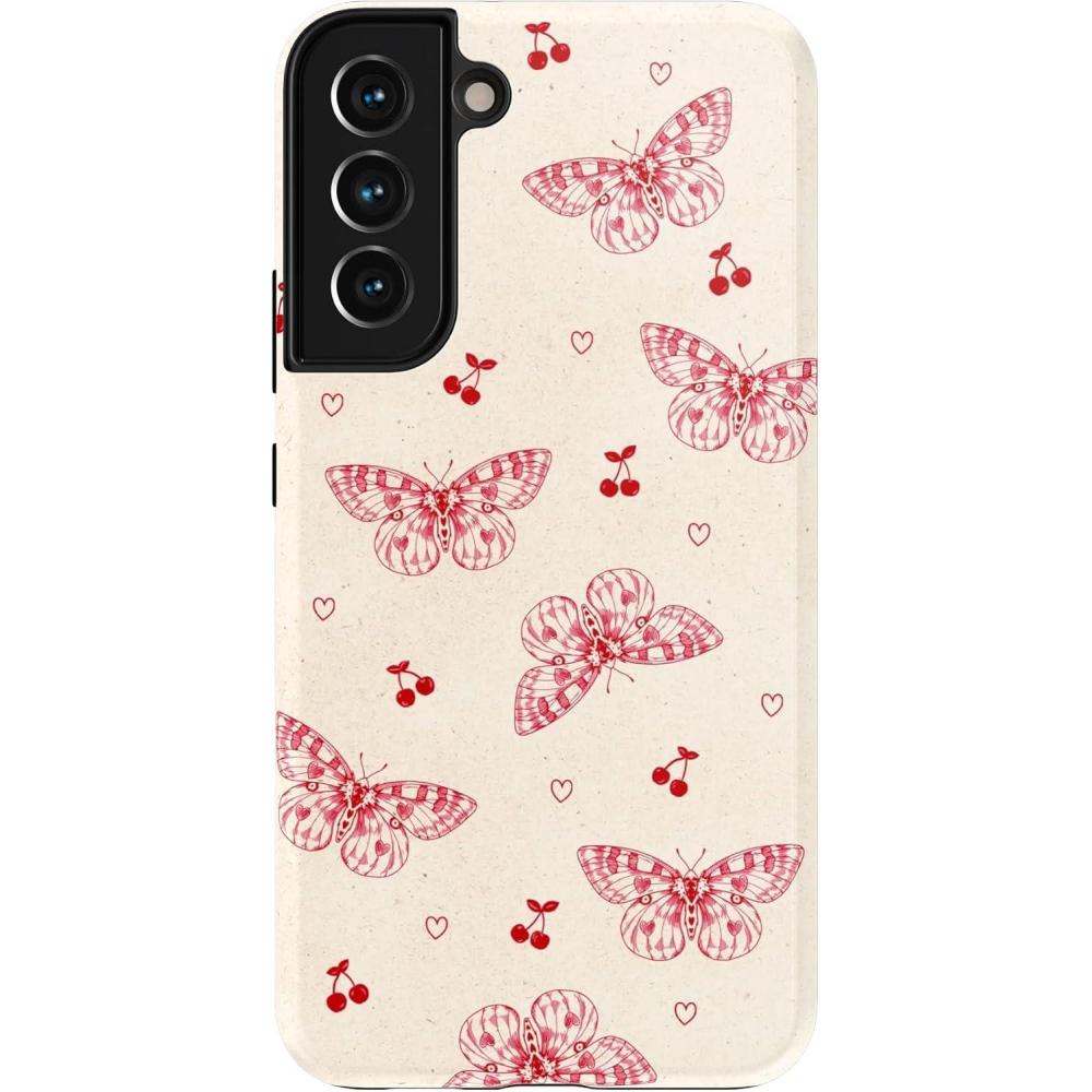 imageCasely Galaxy S22 Plus Case  Fit Check  Neutral Checkerboard EssentialHeart Flutters  Butterfly