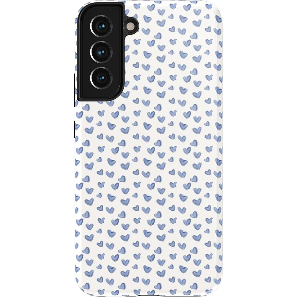 imageCasely Galaxy S22 Plus Case  Fit Check  Neutral Checkerboard EssentialLovebug  Blue Hearts