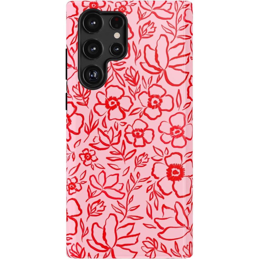 imageCasely Galaxy S22 Ultra Case  Stars Align  Blue amp White Stars  Essential Slim DualLayer Protective DesignBlush Garden  Floral Doodle