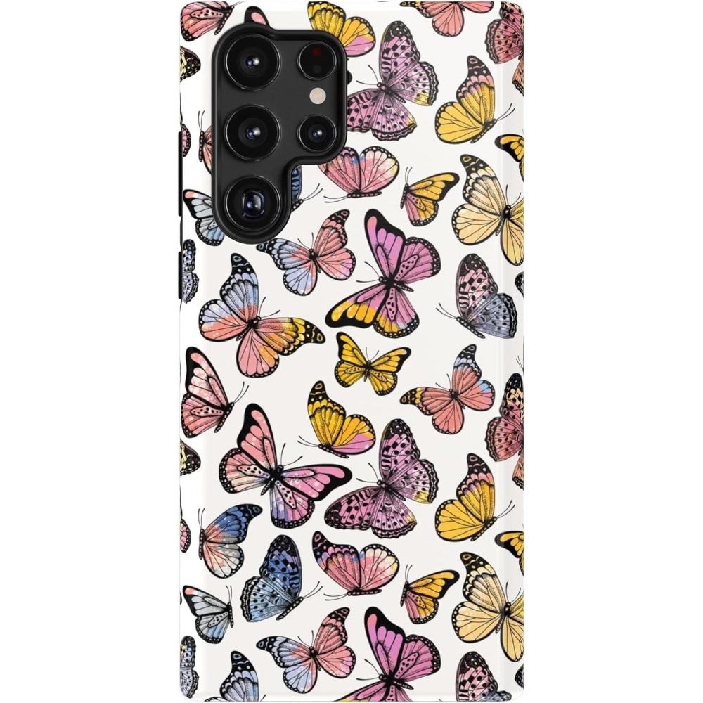 imageCasely Galaxy S22 Ultra Case  Stars Align  Blue amp White Stars  Essential Slim DualLayer Protective DesignFree Spirit  Rainbow Butterfly