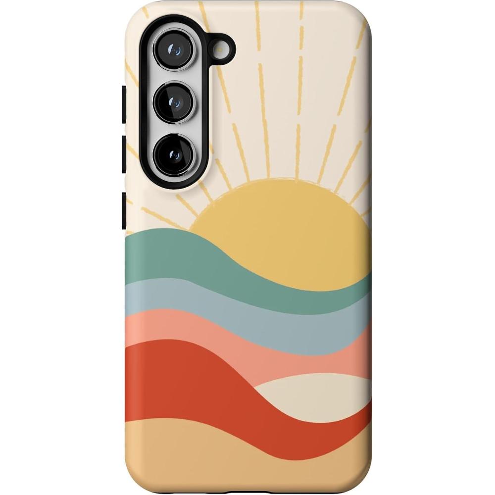 imageCasely Galaxy S23 Case  Poppy Meadows  Pastel Floral  Essential Slim DualLayer Protective DesignHere Comes the Sun  Colorblock Sunset