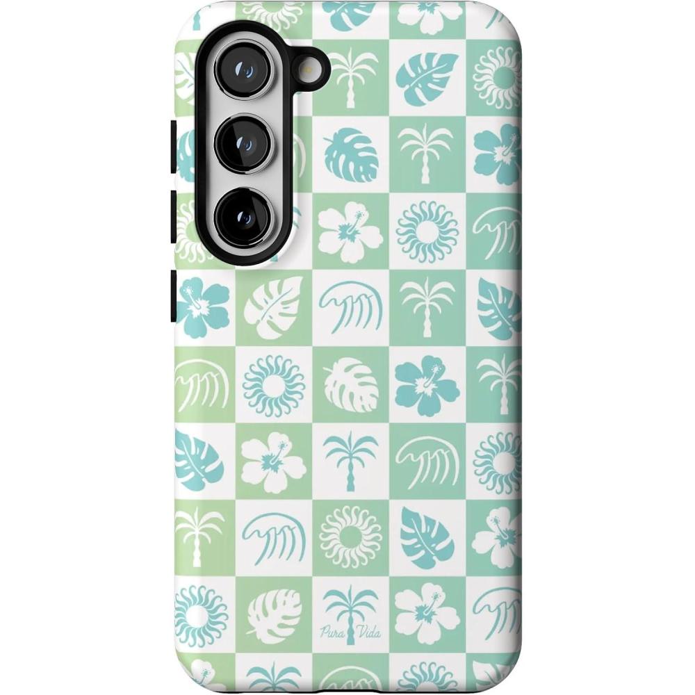 imageCasely Galaxy S23 Case  Poppy Meadows  Pastel Floral  Essential Slim DualLayer Protective DesignPura Vida  Coastal Checkers