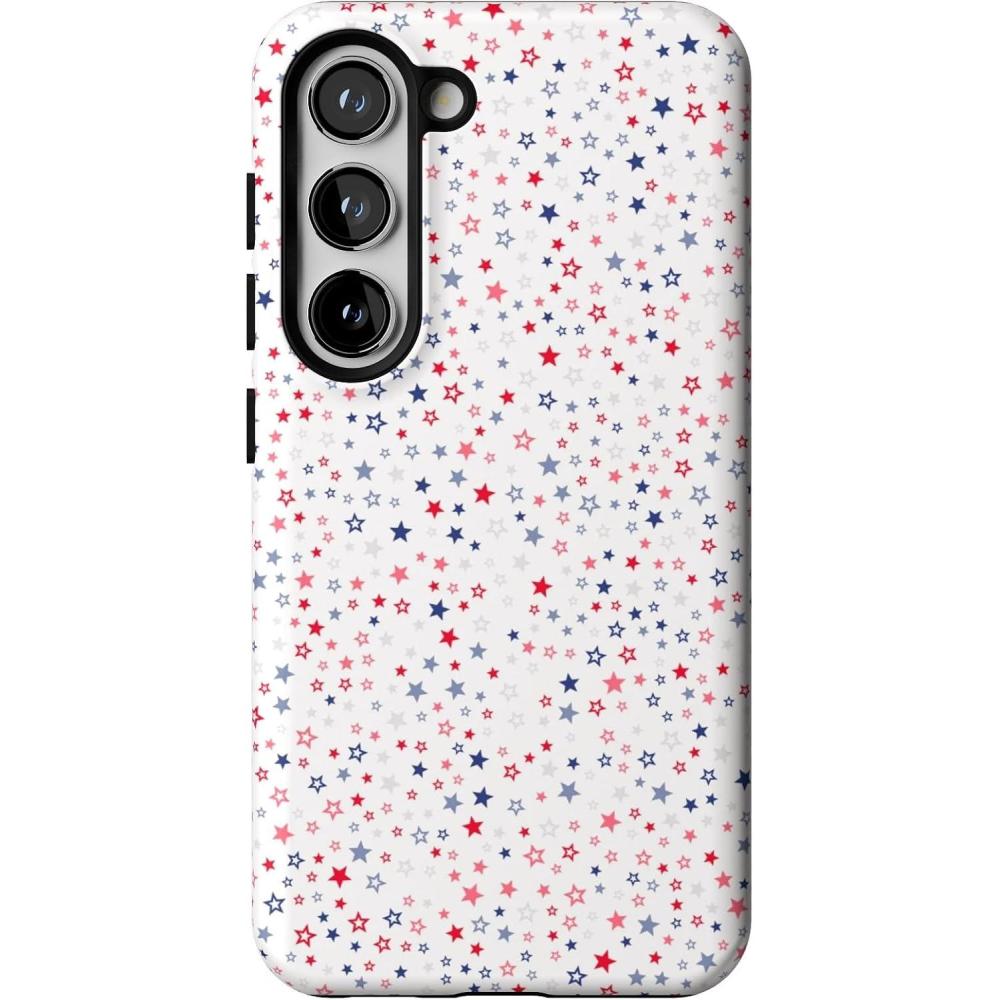 imageCasely Galaxy S23 Case  Poppy Meadows  Pastel Floral  Essential Slim DualLayer Protective DesignSeeing Stars  Red  White  Blue