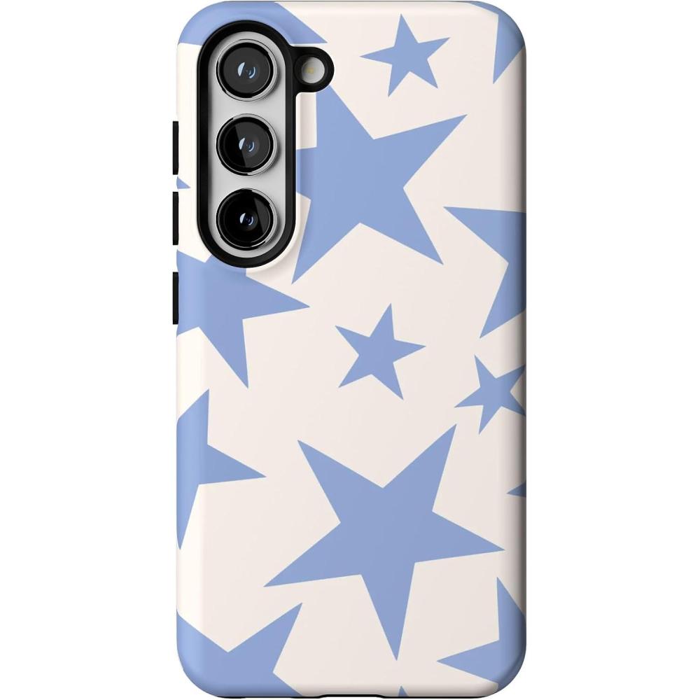 imageCasely Galaxy S23 Case  Poppy Meadows  Pastel Floral  Essential Slim DualLayer Protective DesignStars Align  Blue  White Stars