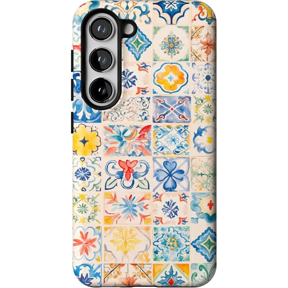 imageCasely Galaxy S23 Case  Poppy Meadows  Pastel Floral  Essential Slim DualLayer Protective DesignTuscan Tiles  Dolce Vita