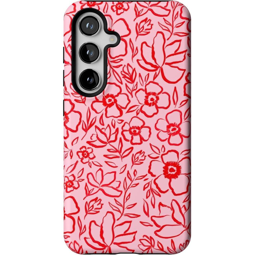 imageCasely Galaxy S24 Case  Tuscan Tiles  Dolce Vita  Essential Slim DualLayer Protective DesignBlush Garden  Floral Doodle
