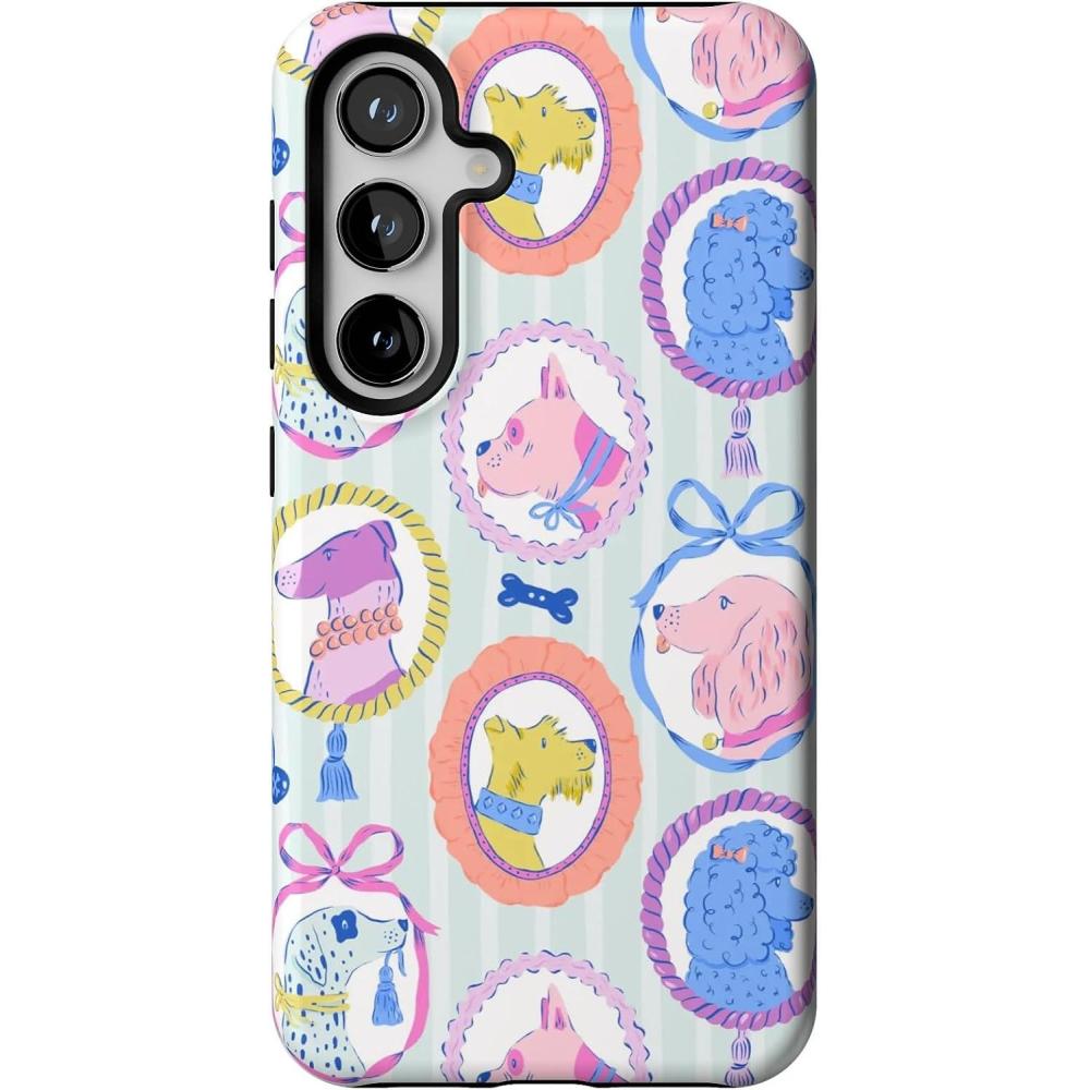 imageCasely Galaxy S24 Case  Tuscan Tiles  Dolce Vita  Essential Slim DualLayer Protective DesignChateau Pups  French Dog