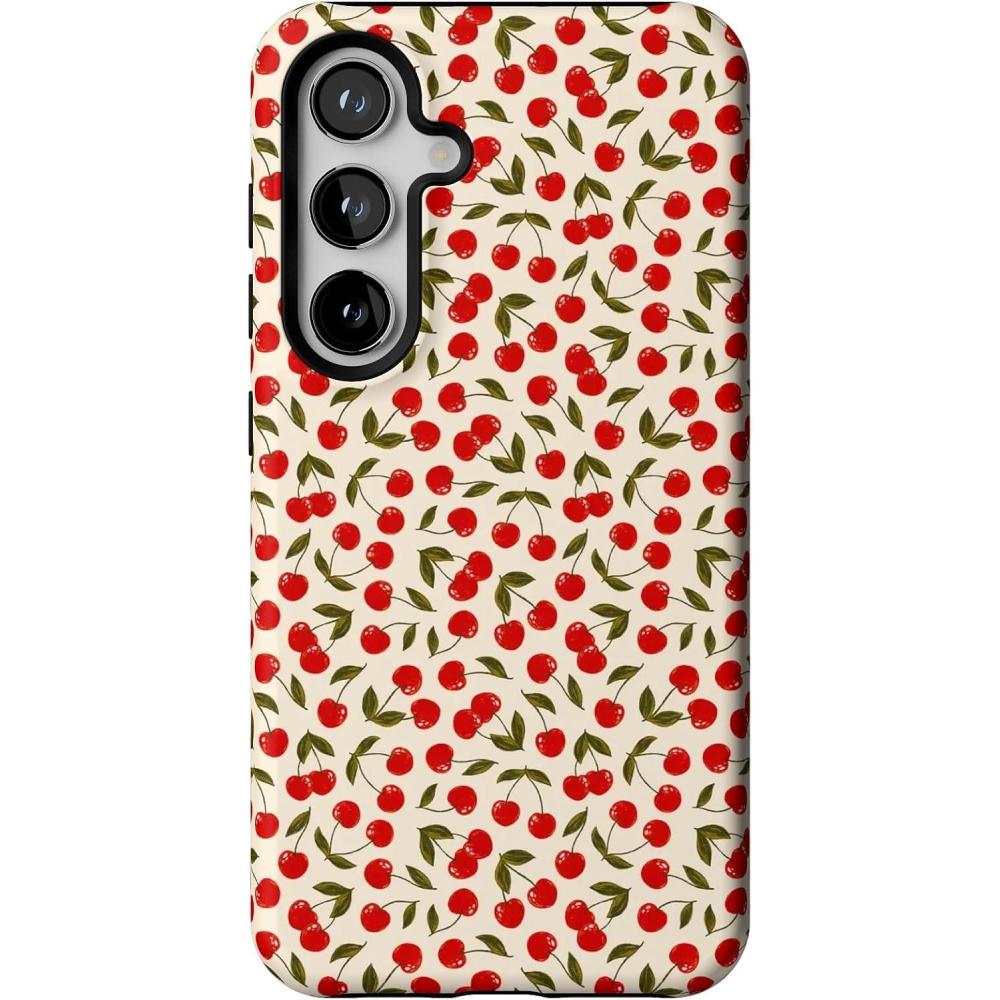imageCasely Galaxy S24 Case  Tuscan Tiles  Dolce Vita  Essential Slim DualLayer Protective DesignCherry on Top  Red Cherries