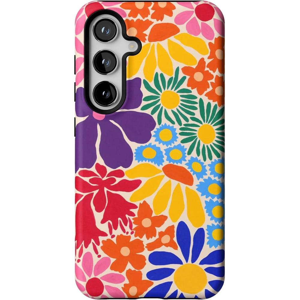imageCasely Galaxy S24 Case  Tuscan Tiles  Dolce Vita  Essential Slim DualLayer Protective DesignFlower Patch  MultiColor Floral