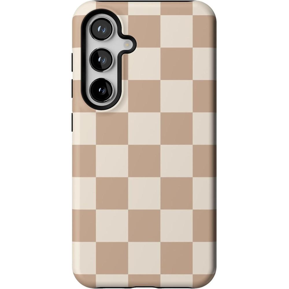 imageCasely Galaxy S24 Case  Tuscan Tiles  Dolce Vita  Essential Slim DualLayer Protective DesignNeutral Checkerboard  Fit Check