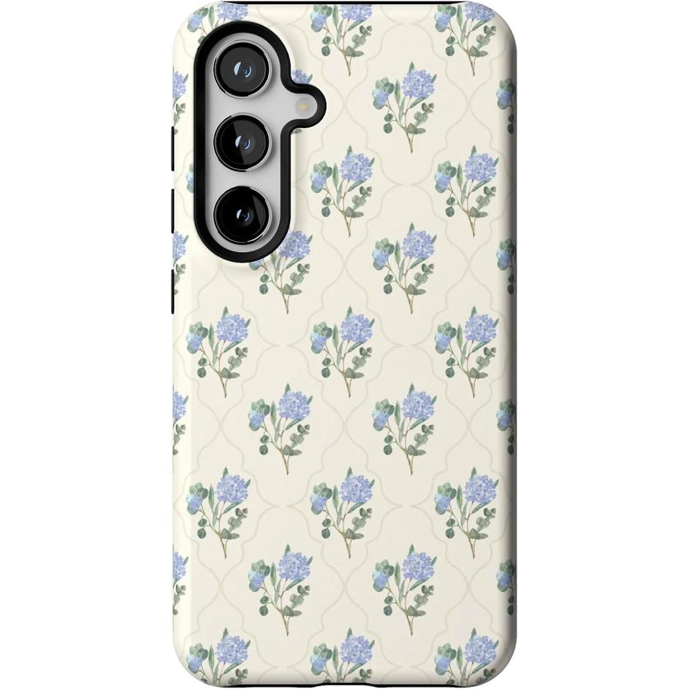 imageCasely Galaxy S24 Case Tuscan Tiles Dolce Vita Essential Slim DualLayer Protective DesignVintage Garden Blue Hydrangea