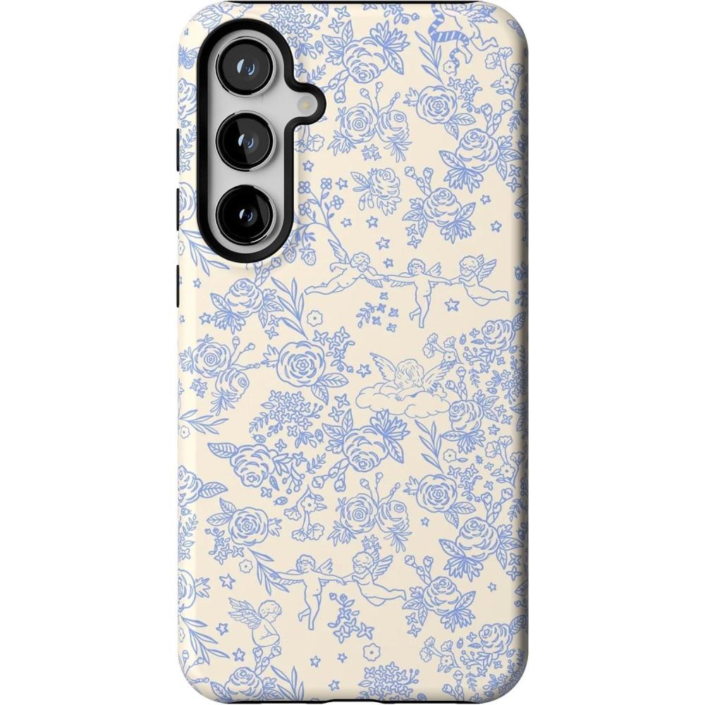 imageCasely Galaxy S24 Plus Case  Poppy Meadows  Pastel Floral  Essential Slim DualLayer Protective DesignCupids Canvas  Periwinkle Floral