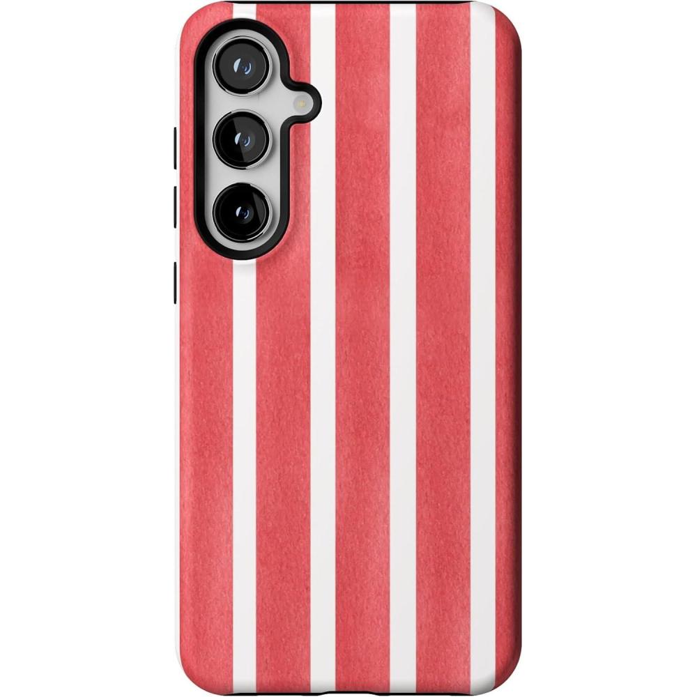 imageCasely Galaxy S24 Plus Case  Poppy Meadows  Pastel Floral  Essential Slim DualLayer Protective DesignEast Coast Summer  Red Stripes
