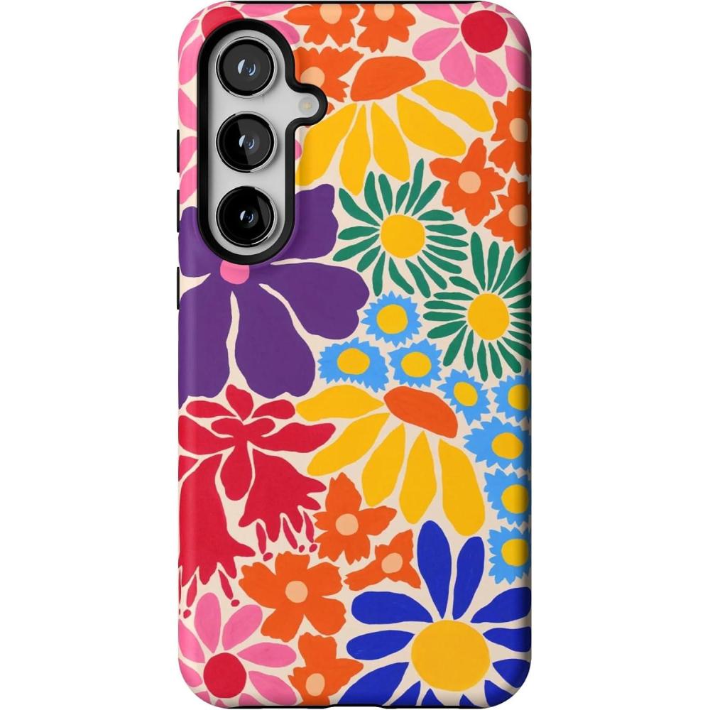 imageCasely Galaxy S24 Plus Case  Poppy Meadows  Pastel Floral  Essential Slim DualLayer Protective DesignFlower Patch  MultiColor Floral