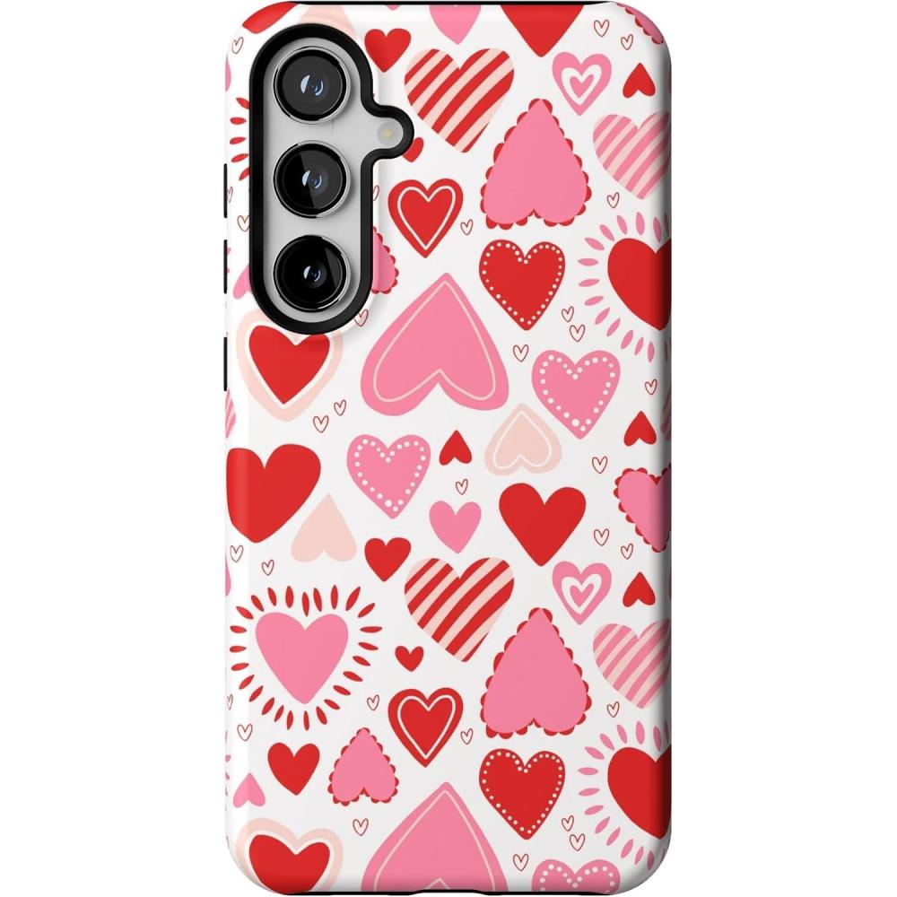 imageCasely Galaxy S24 Plus Case  Poppy Meadows  Pastel Floral  Essential Slim DualLayer Protective DesignLove Struck  Heart Stickers