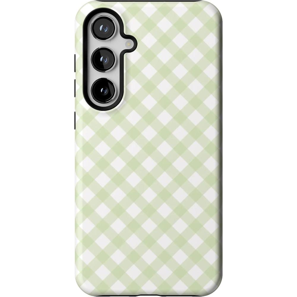imageCasely Galaxy S24 Plus Case  Poppy Meadows  Pastel Floral  Essential Slim DualLayer Protective DesignMint Lattice  Sunday Best