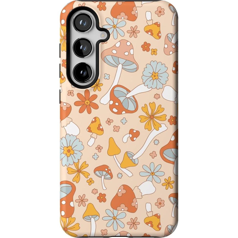 imageCasely Galaxy S24 Plus Case  Poppy Meadows  Pastel Floral  Essential Slim DualLayer Protective DesignMushroom Magic  Retro Floral