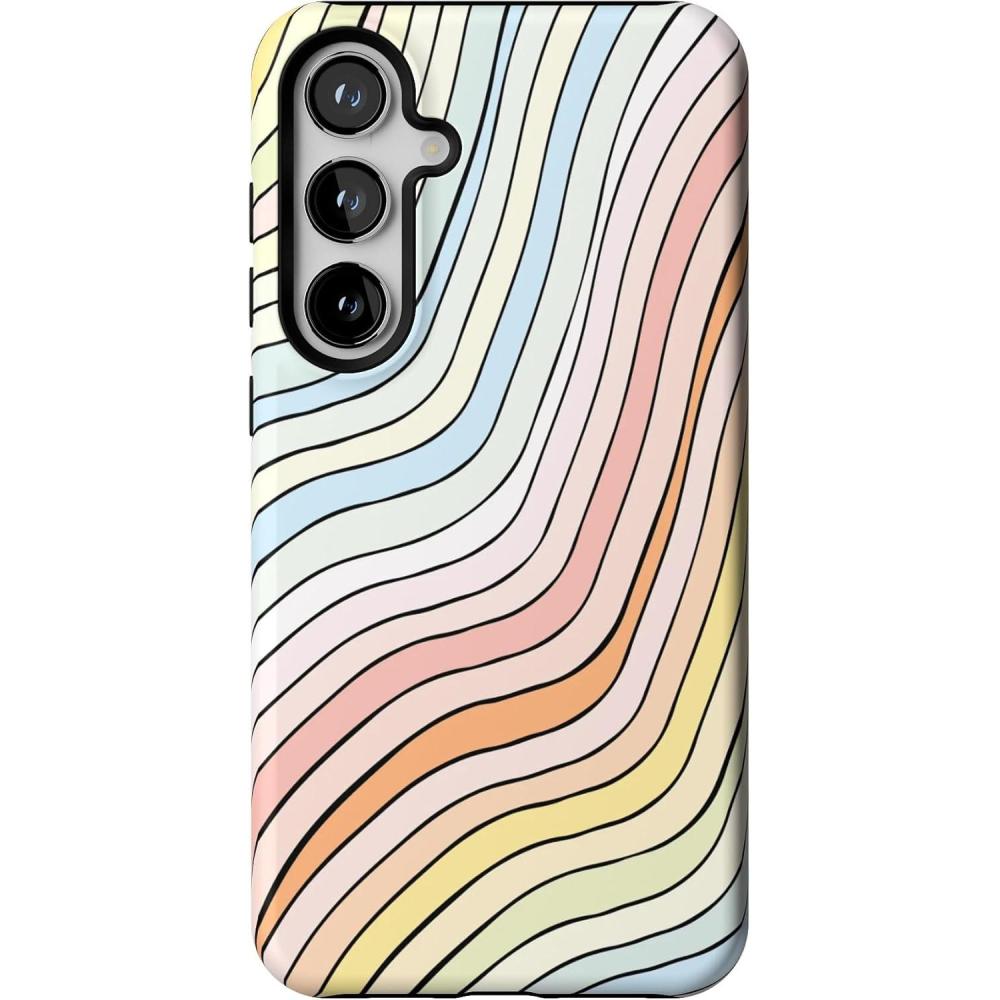 imageCasely Galaxy S24 Plus Case  Poppy Meadows  Pastel Floral  Essential Slim DualLayer Protective DesignRide The Wave  Pastel Rainbow Lined
