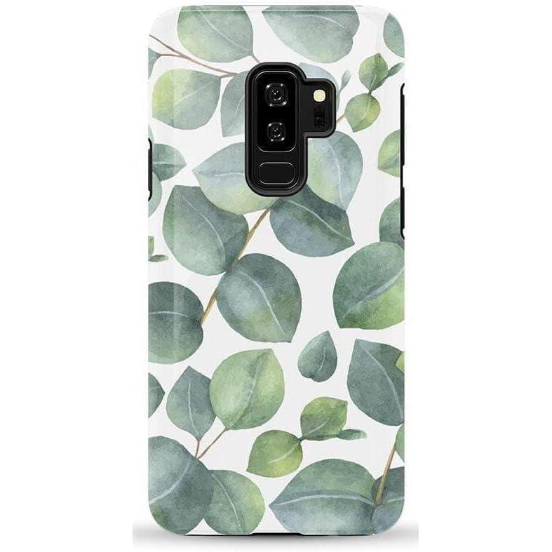imageCasely Galaxy S9 Plus Case Midnight Web Spider Web Essential Slim DualLayer Protective DesignLeaf Me Alone Green Floral Print