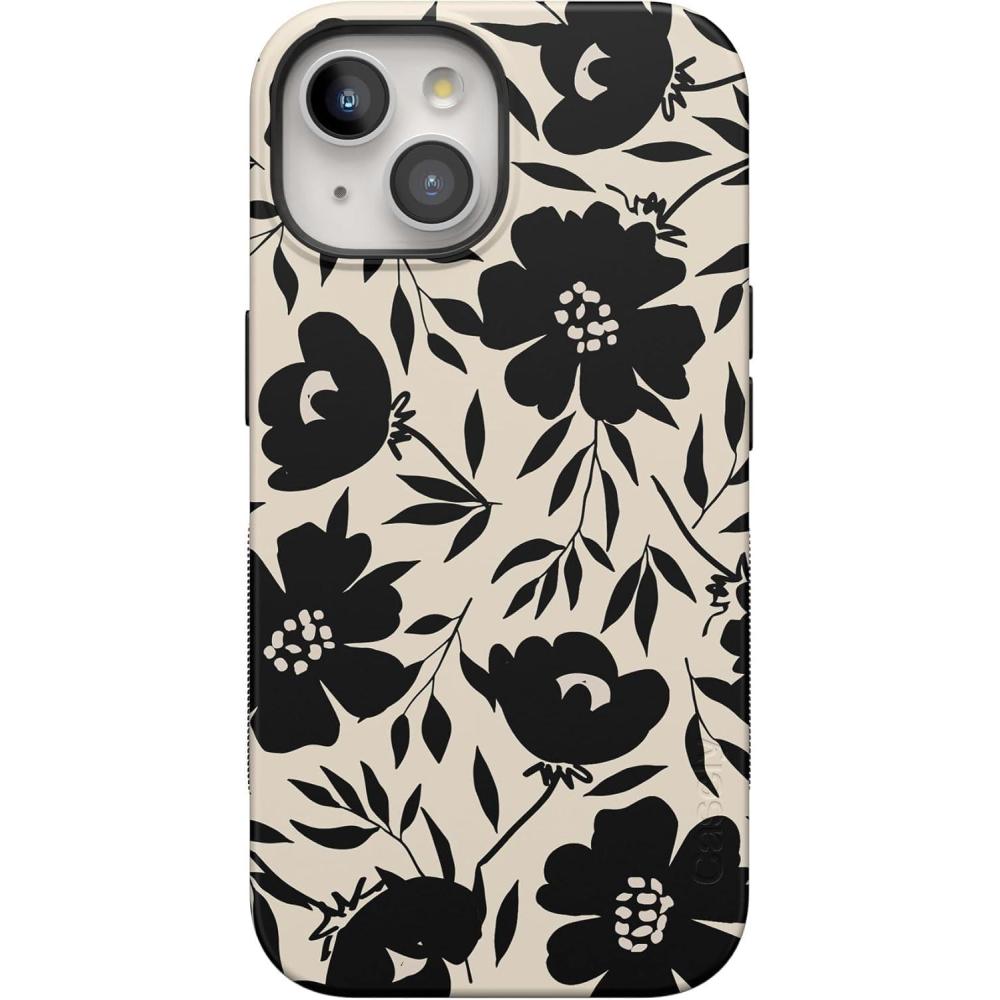 imageCasely iPhone 15 Plus Case  Outside The Lines Crayola Marker Case  Bold Compatible with MagSafeDark Fantasy  Contrast Floral