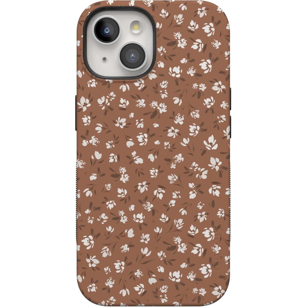 imageCasely iPhone 15 Plus Case  Outside The Lines Crayola Marker Case  Bold Compatible with MagSafeMocha Meadow  Tiny Flowers