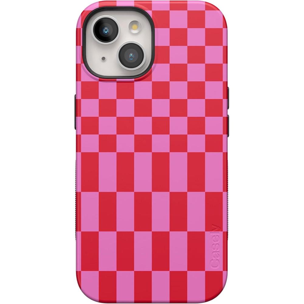 imageCasely iPhone 15 Plus Case  Outside The Lines Crayola Marker Case  Bold Compatible with MagSafeVibe Check  Pink Checkerboard